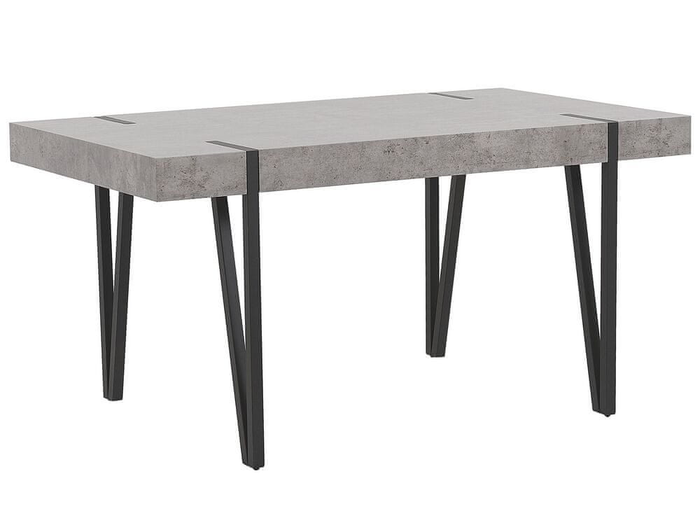 Beliani Jedálenský stôl 150 x 90 cm betónový vzhľad/čierna ADENA